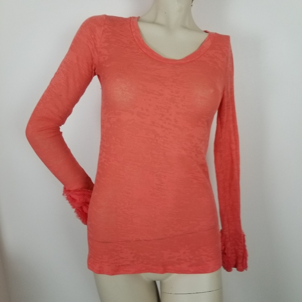 BKE eased burnout thermal shirt with floral sleeve